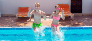 Kids playing in a swimming pool